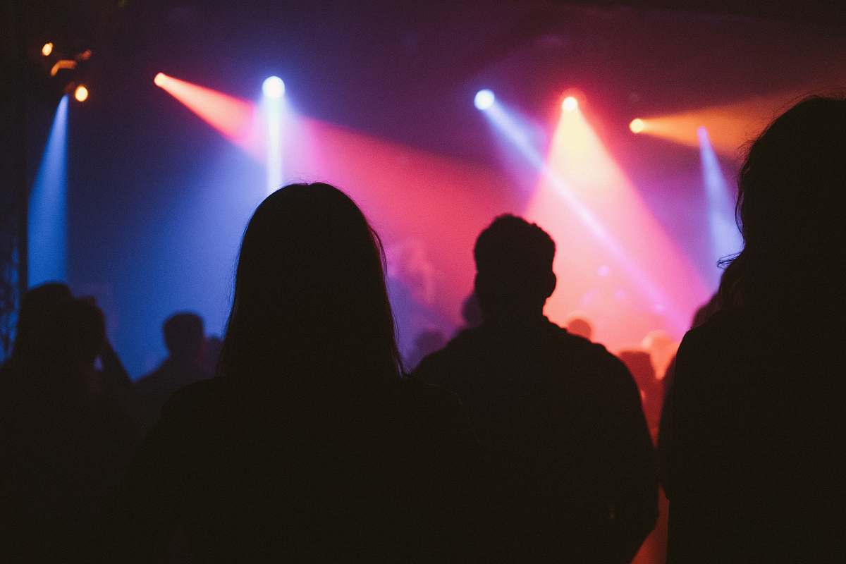 los angeles silhouette of people watching on stage with lights united states